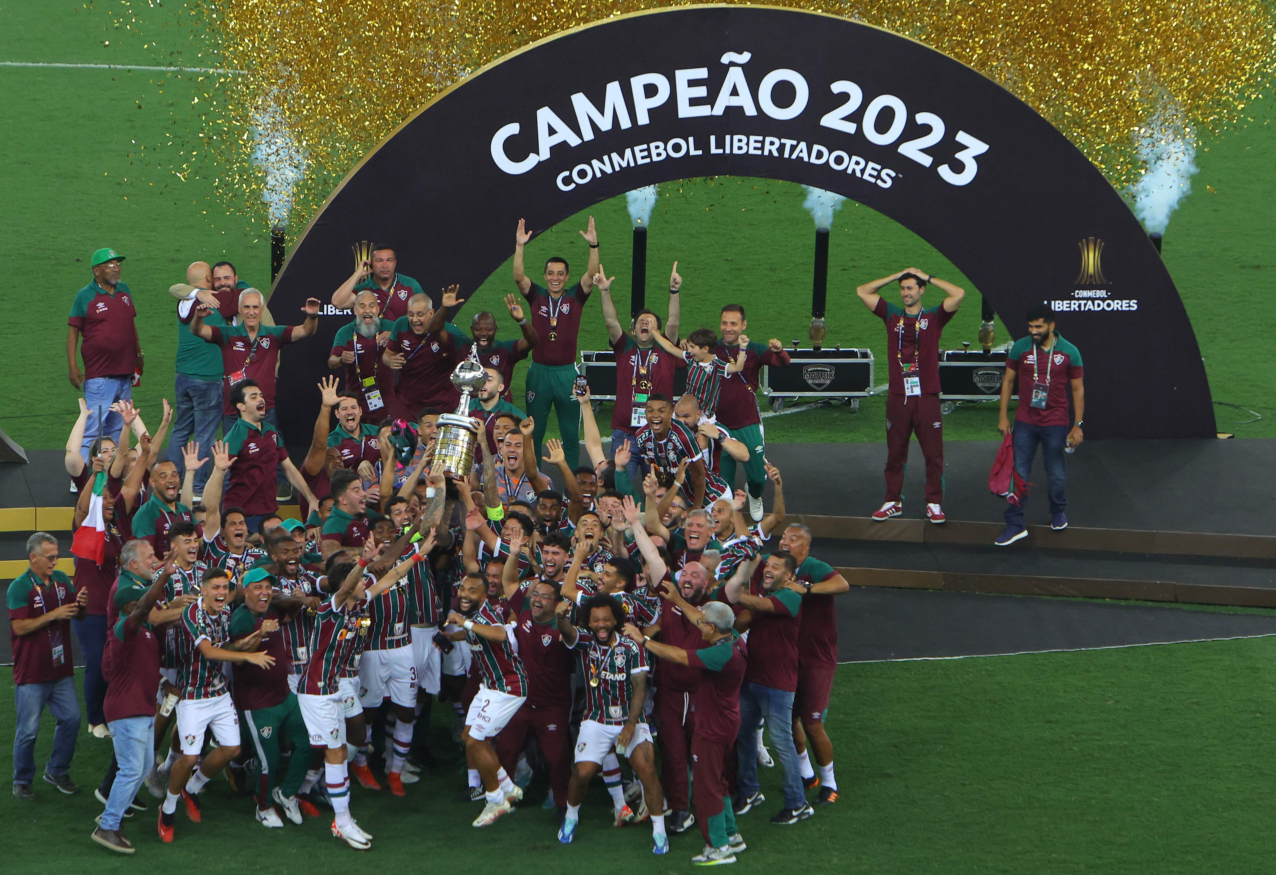Fluminense celebrate their historic win