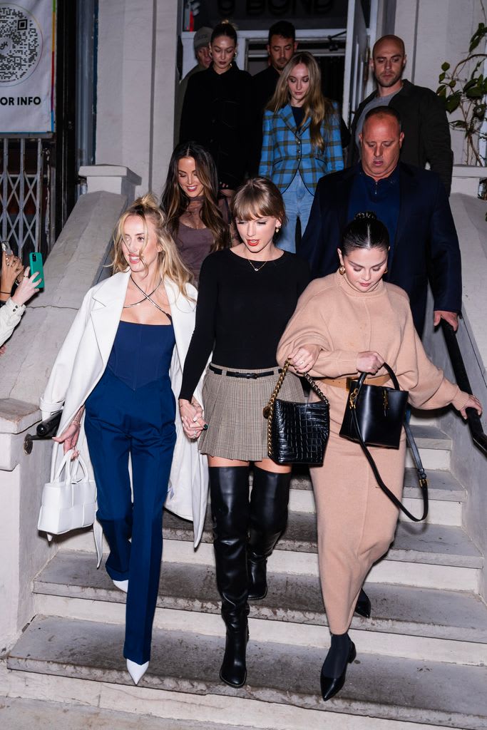 Brittany Mahomes, Taylor Swift, Selena Gomez, Gigi Hadid and Sophie Turner are seen in NoHo on November 04, 2023 in New York City