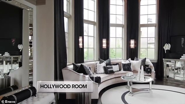 An entertaining area in the home dubbed the 'Hollywood Room' boasts high ceilings