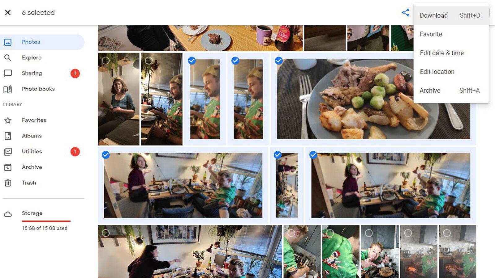 Google Photos Download multiple images