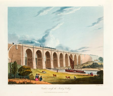 An image of the Sankey viaduct from 1831.