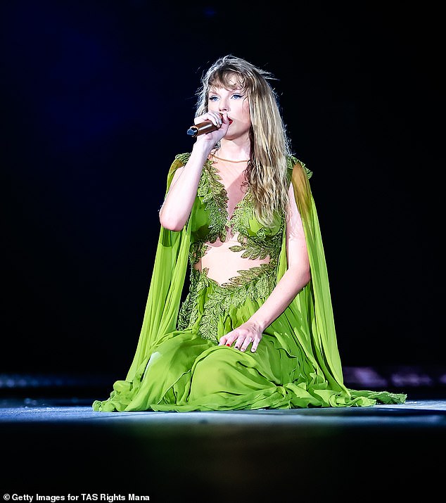 Grateful: Earlier during the show, Swift, who had to postpone Saturday's show due to sweltering temperatures, expressed gratitude to all her attendees for braving the record-breaking heat and rain to support her