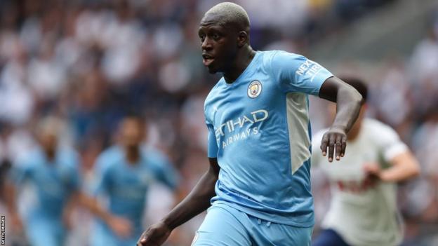 Benjamin Mendy in action for Manchester City in 2021