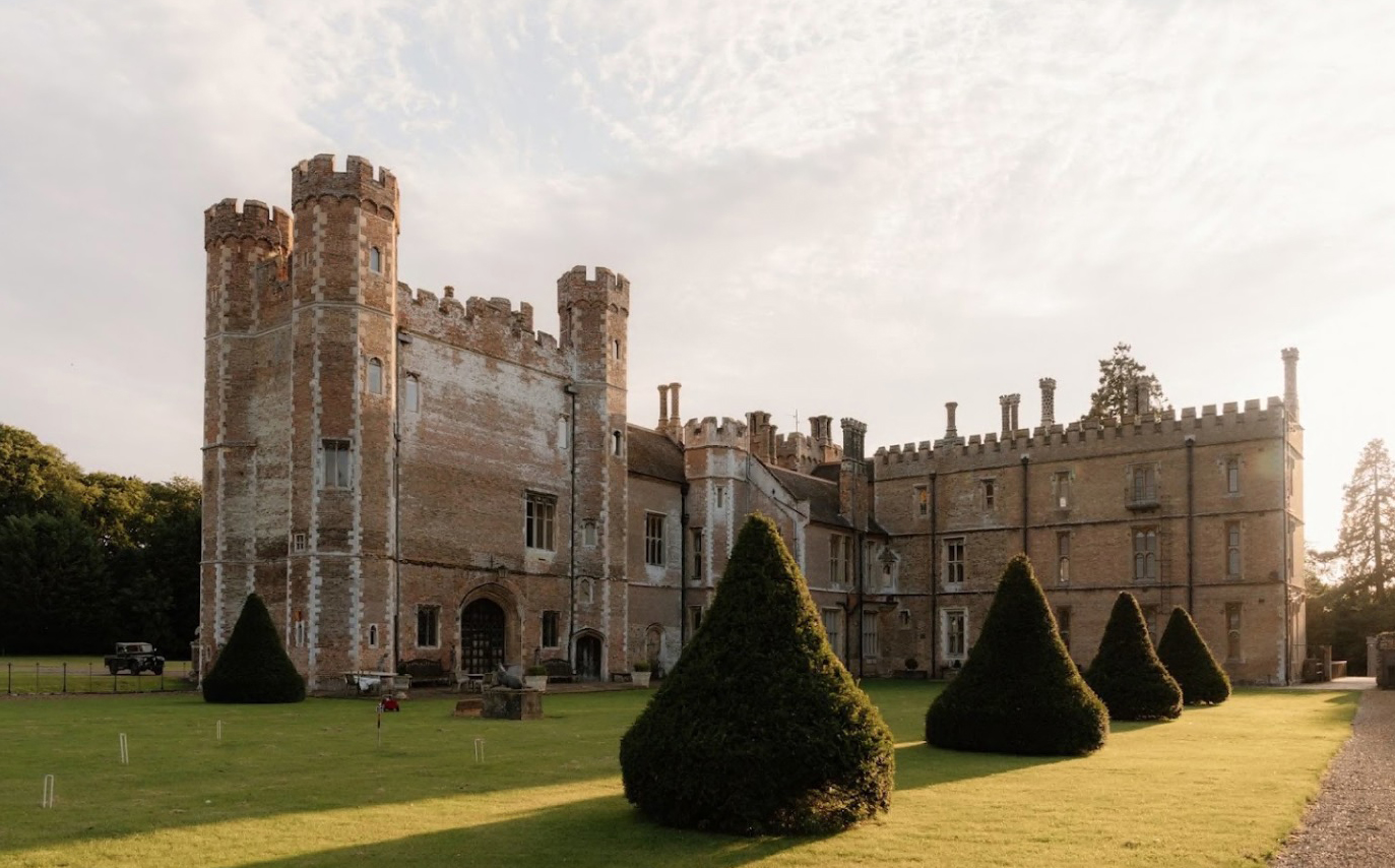 The Grade I listed building is surrounded by a moat on the grounds of a large estate